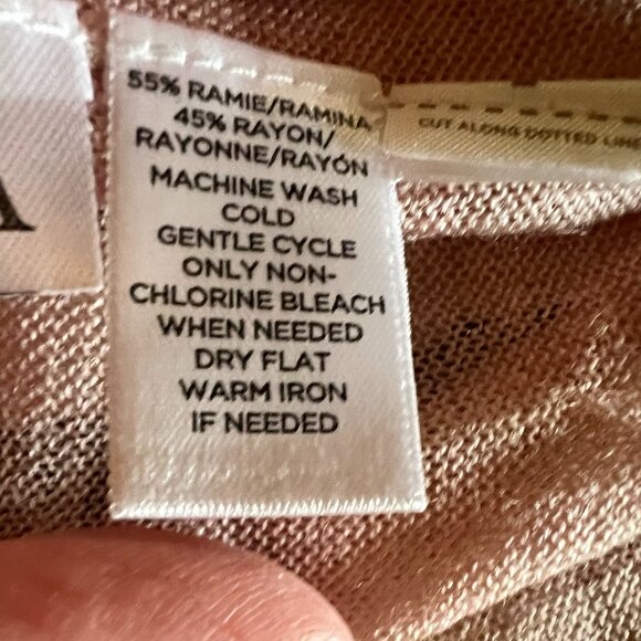 Loft - Pink Shell Blouse w/White Crocheted Front - Medium - Picture 3 of 4